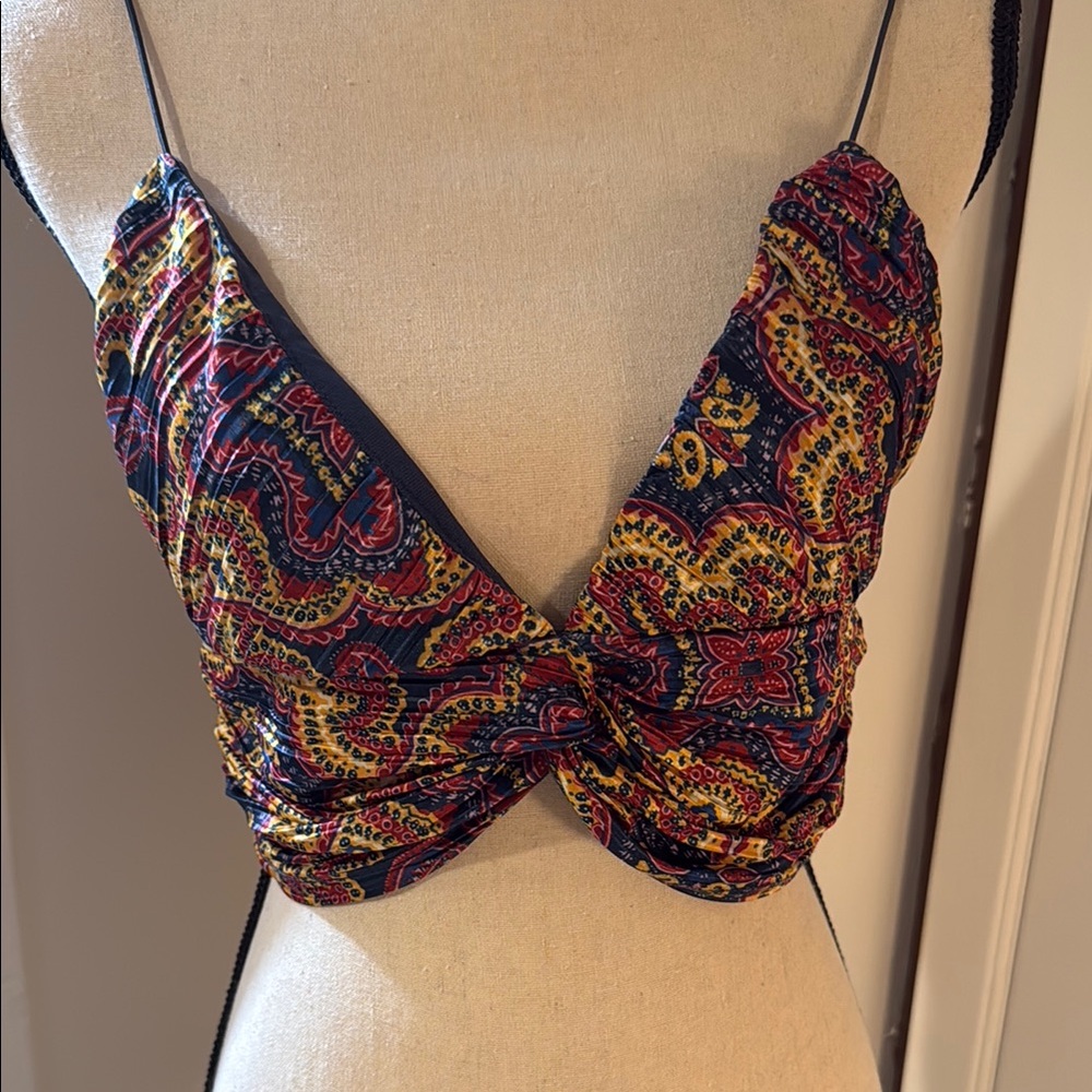 Colorful Paisley Print Crop Top